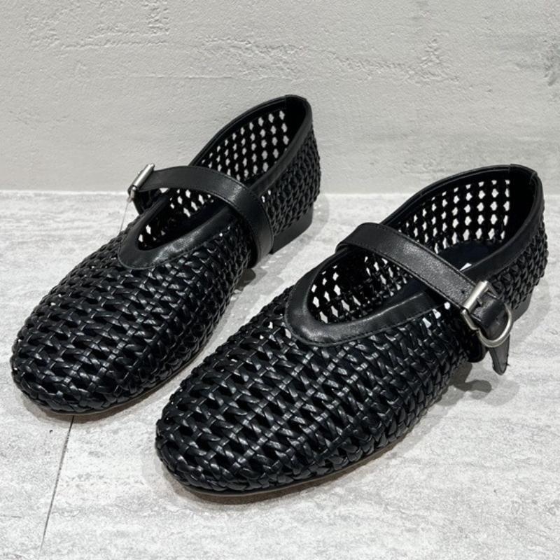 

Модные лаконичные туфли-балетки из сетчатого плетения, женские модные туфли Мэри Джейн с круглым носком и пряжкой, летние удобные сандалии на плоской подошве с мягкой подошвой 35 чёрный