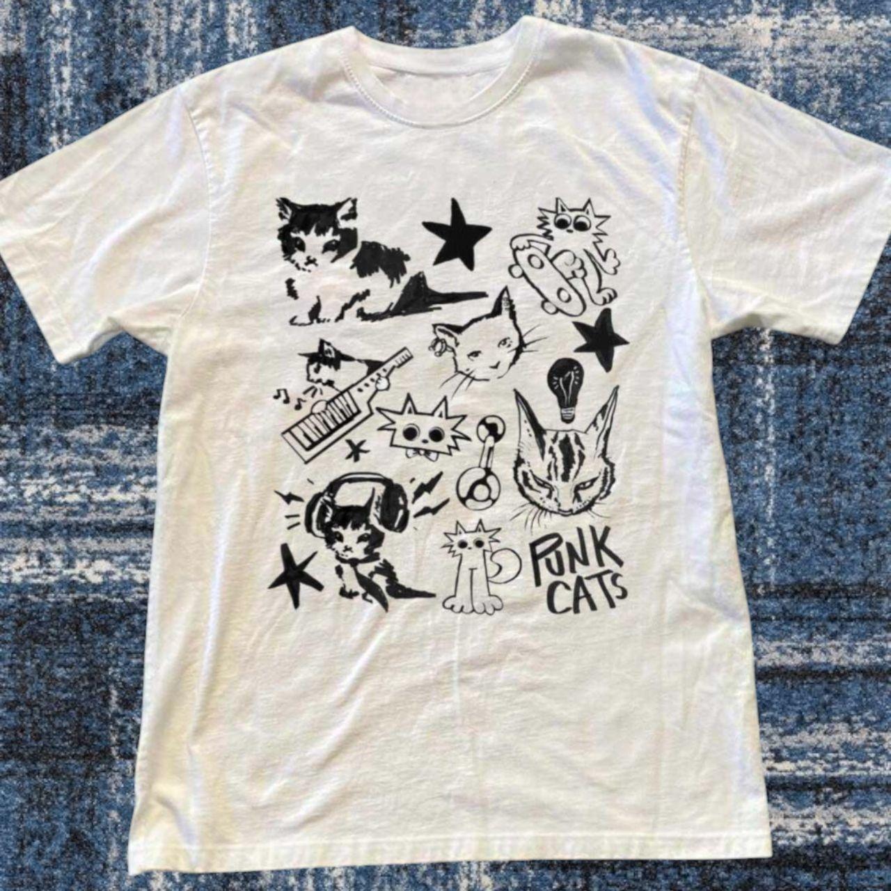 Y2K Cute Pink Cats Doodle Graphic T-Shirt S-5XL Unisex XXXL