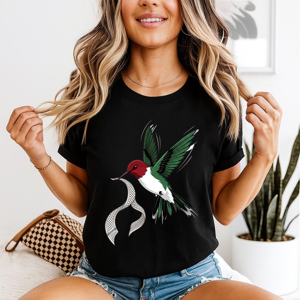 T-shirt Unisex Colibrì Palestina Keffiyeh Maglietta da Donna Pace Per La Palestina