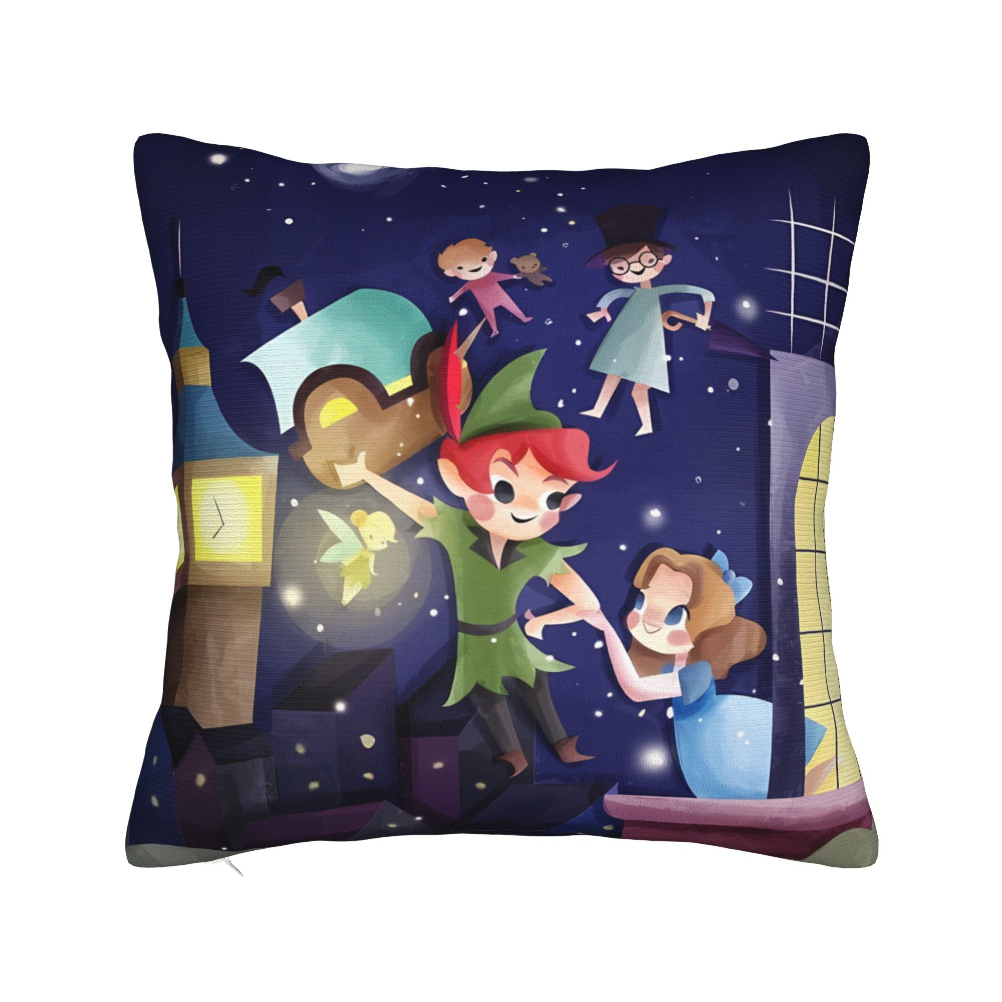 

Cartoon P-Peters P-Pan Pillow Cover Retro Trendy Pillow Case For Sofa Bedroom Home Decor Custom Cushion Cover Gift 12x12Inch