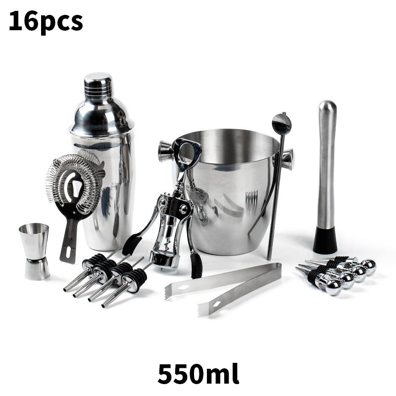 

Набор из 16 шейкеров для коктейлей, миксер для вина, шейкер для мартини из нержавеющей стали, бостонский шейкер для бармена, набор для барменского бара, джиггер, ситечко, зажим для соломинки, открывалка