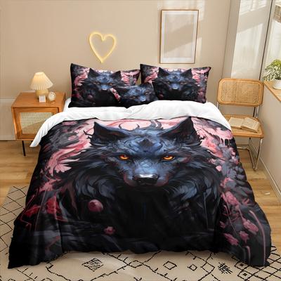 Wolf Series 3D Digital Printing Three-Piece Bedding Kit Bed Sheet Quilt Cover