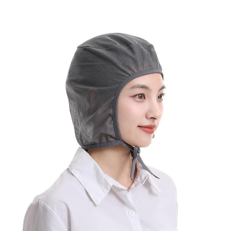 Breathable Mesh Work Cap Adjustable Tie Washable Fabric Perfect For Food Factory Catering Clean Workspace