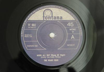 7inch Record MARK FOUR  Work All Day Sleep All Night  Go TF664 FONTANA Non Japan Rock Used
