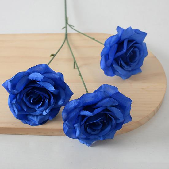 3 Blüten Künstliche Rose Blume Realistischer Falscher Rosenzweig mit Stiel für Vase Tischmittelstück Haus Hochzeit Party Dekoration