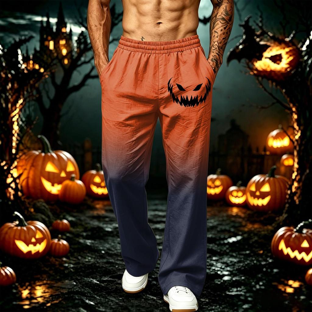 Men's Loose Wide Leg Jogger Sweatpants with Pockets Printed Casual Athletic Pants