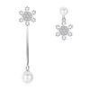 Unbalanced Aaa Grade Snowflake Shell Pearl Snow White Silver Needle Earring