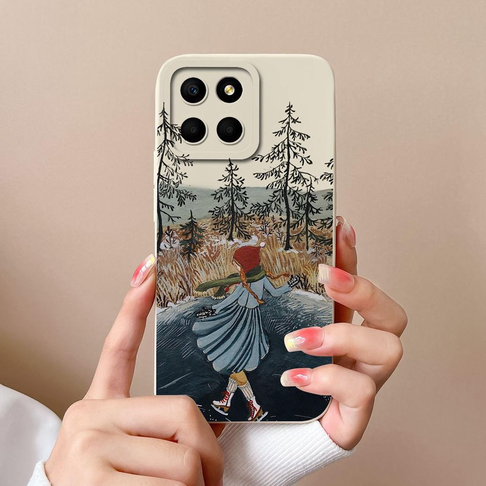 For Huawei Honor X6 X6S X6A Case Cartoon Liquid Silicone Full Coverage Anti Drop Phone Shell For HonorX6 X 6 X6 S A Bumper Funda