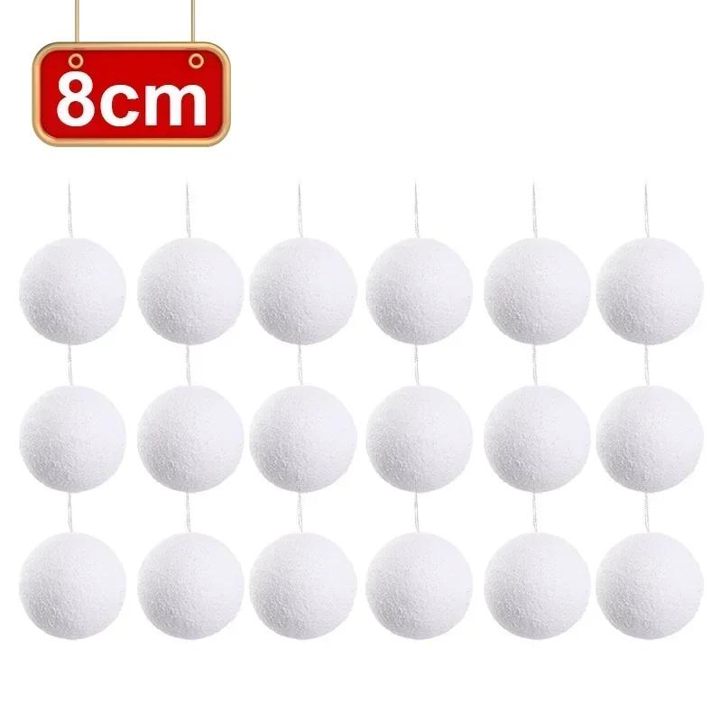 60/6PCS White Foam Christmas Balls Xmas Tree Hanging Ball Pendant Ornament for New Year Party Home Decoration Supplies Wholesale