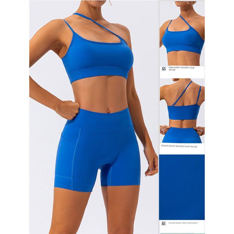 Sloping Shoulder Beauty Back Sports Underwear Women 2025 New Yoga Bra Running Outer Wear Gathered Sexy Workout Clothes Vest