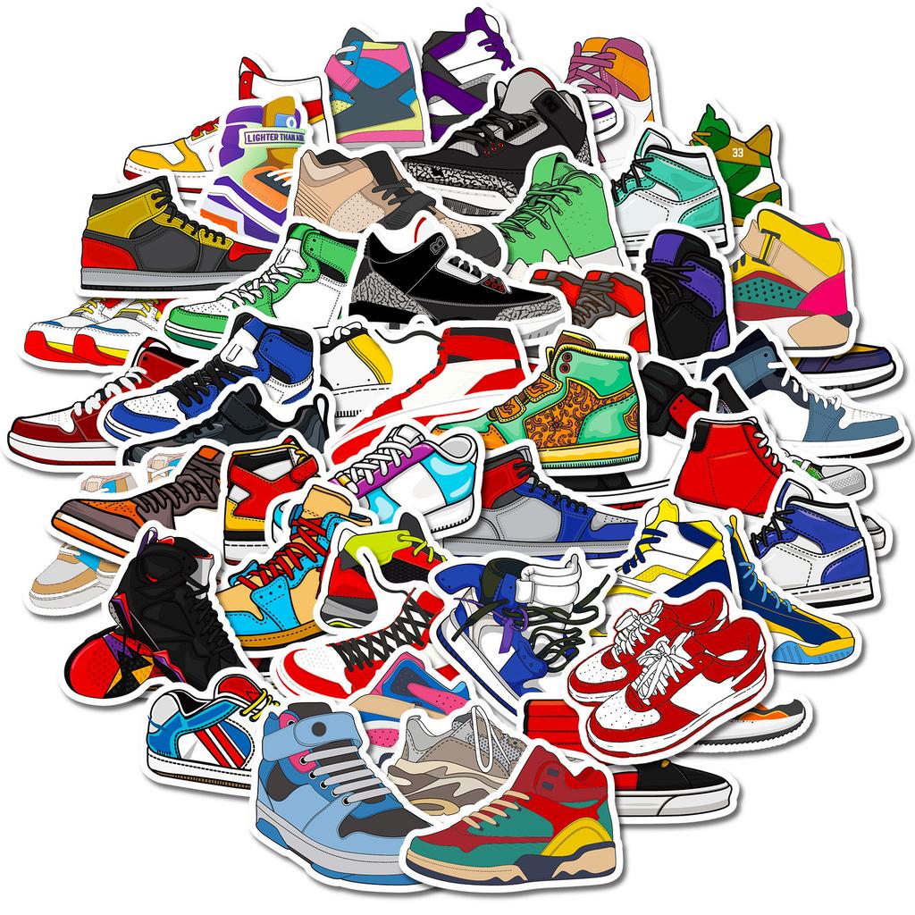 50 Sneakers Stickers Trendy Cool Sneakers Graffiti Stickers Skateboard Electric Car