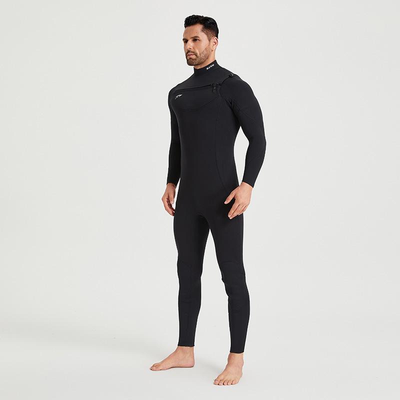 2/3Mm One-piece Horizontal Zipper Wetsuit Warm Men's and Women's Super Elastic CR Long-sleeved Diving Surf Suit Wetsuit