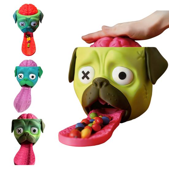 Yousheng Zombie Pug Candy Dispenser Fun Interactive Toy with Spring-Loaded Release Novelty Candy Gadget for Halloween Parties & Dog Lovers