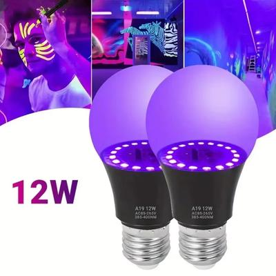 12W UV Purple LED Light Bulb AC 85-265V PurpleTransparent Cover El Party Ghost House Fluorescent Atmosphere Decoration Light