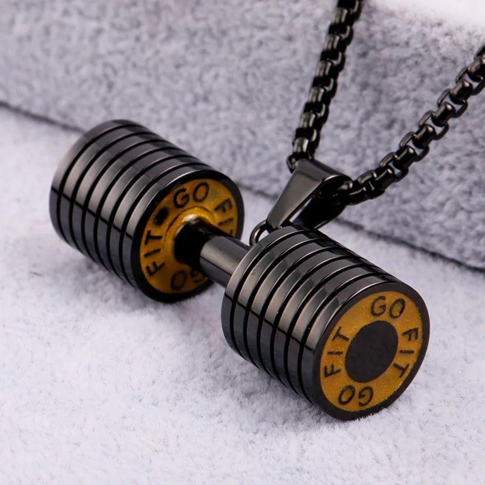 Bead Chain Dumbbell Necklace Zinc Zinc Alloy Dumbbell Sports Necklace Friends Birthday Gift