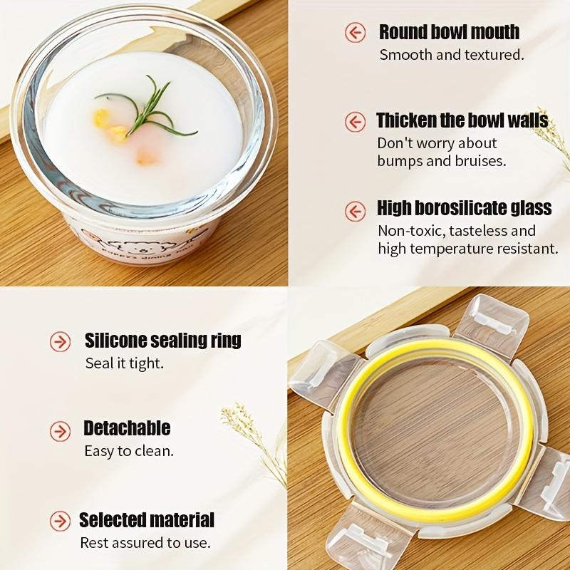 2pcs Mini Sealed High Borosilicate Glass Meal Prep Containers Set Microwave Safe, Reusable, Ideal for Fruits, Salads, Oats, Breakfast, Yogurt,Desserts