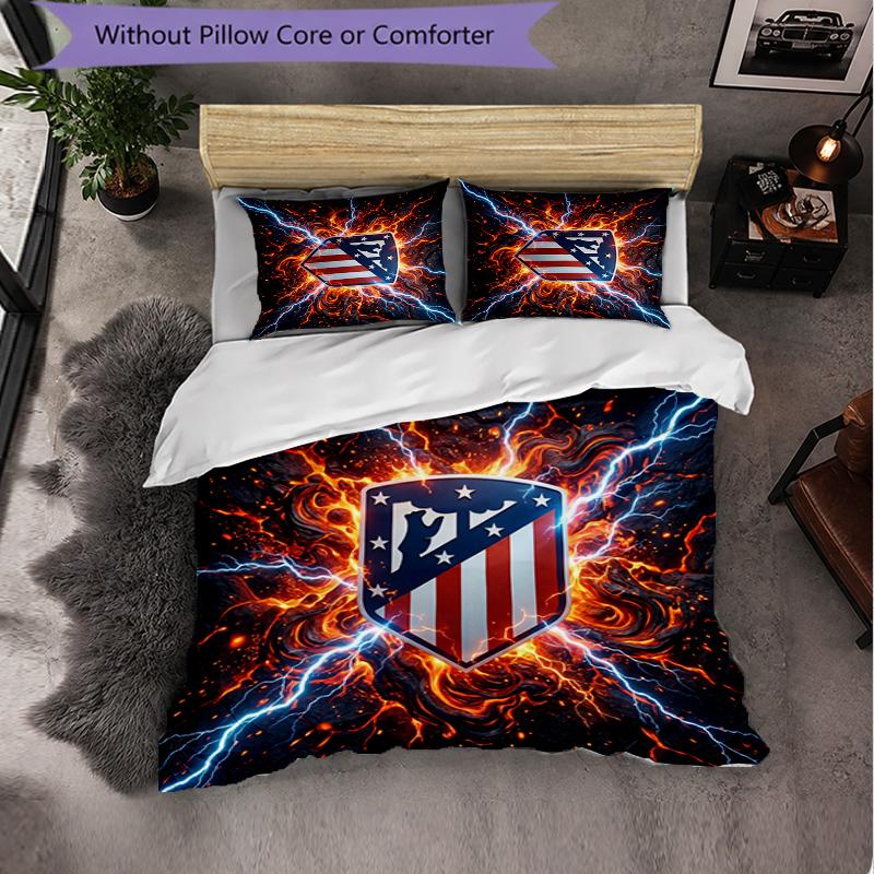 Set Lenzuola Atletico Madrid Modello 3 Pezzi Morbida Copripiumino in Microfibra con Federe per Camera da Letto