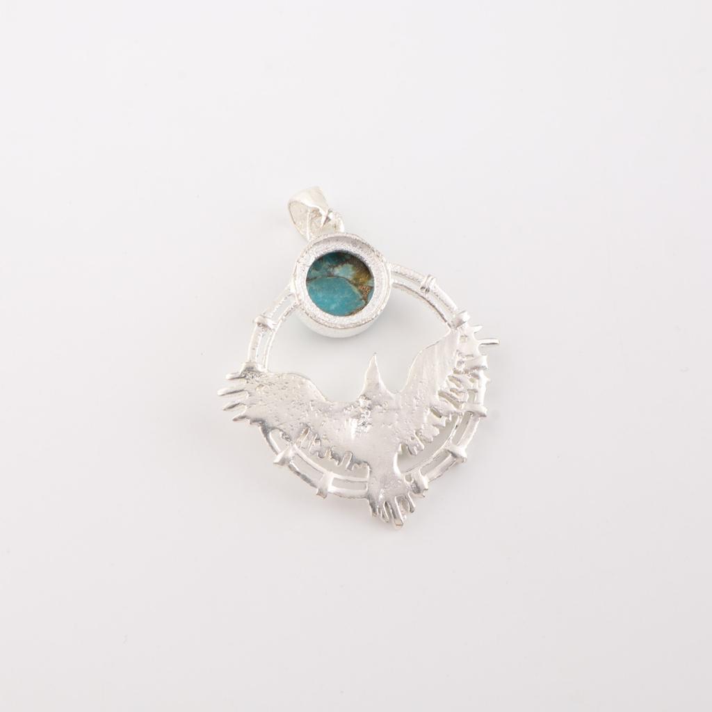 Natural Blue Copper Turquoise Gemstone 925 Sterling Silver Jewelry Pendant 1.43" CP-38-41