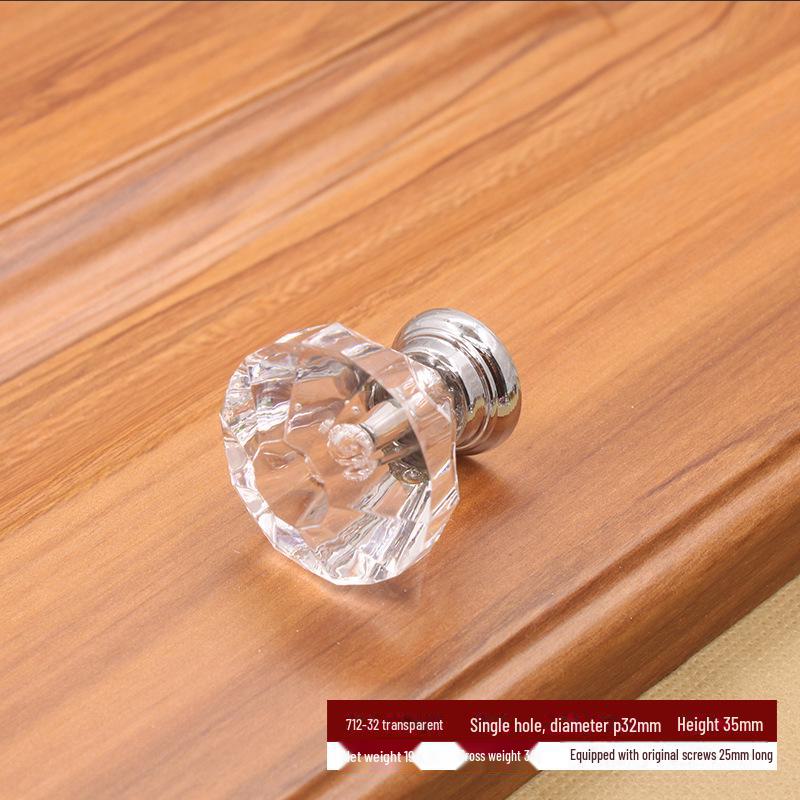 

Ручка для дверцы шкафа из хрустального стекла - одно отверстие, сферическая, ромбовидная, 30 мм