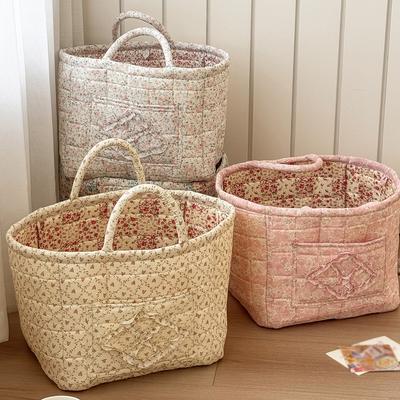 Floral Fabric Storage Basket Large Capacity Laundry Basket with Handles Laundry Hamper Home Decoration