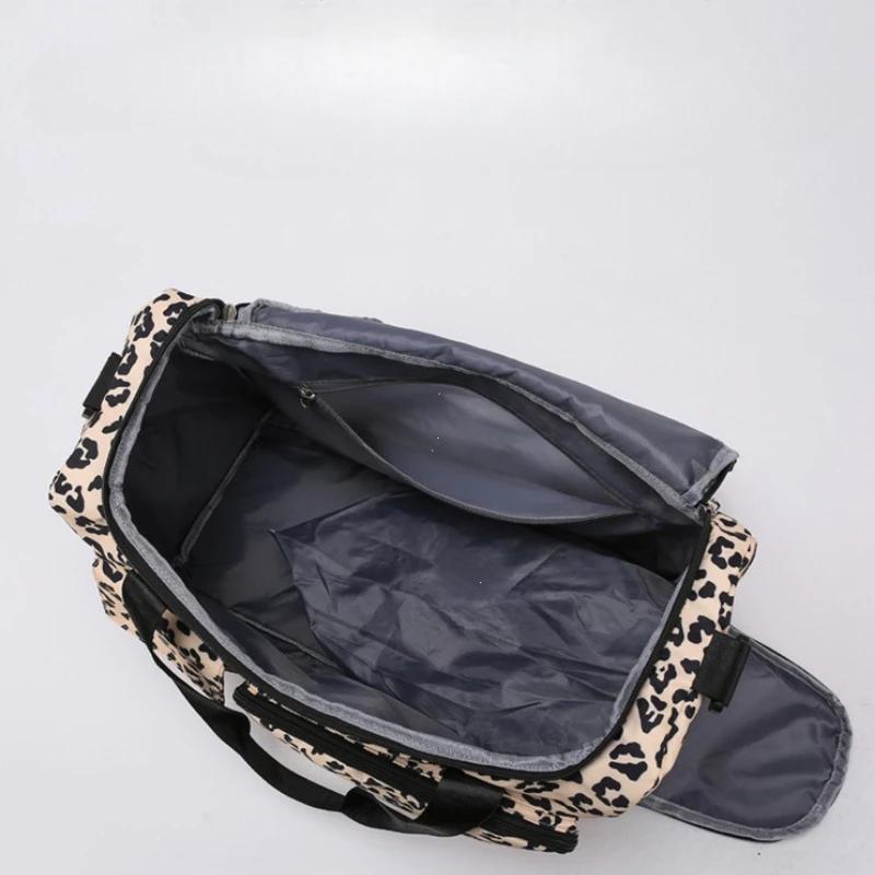 Borsa Duffel da Viaggio di Grande Capacità per Donna Leopardo Zebra Camouflage Borsa a Mano da Donna Fitness Separazione Secco Umido Borsa a Spalla