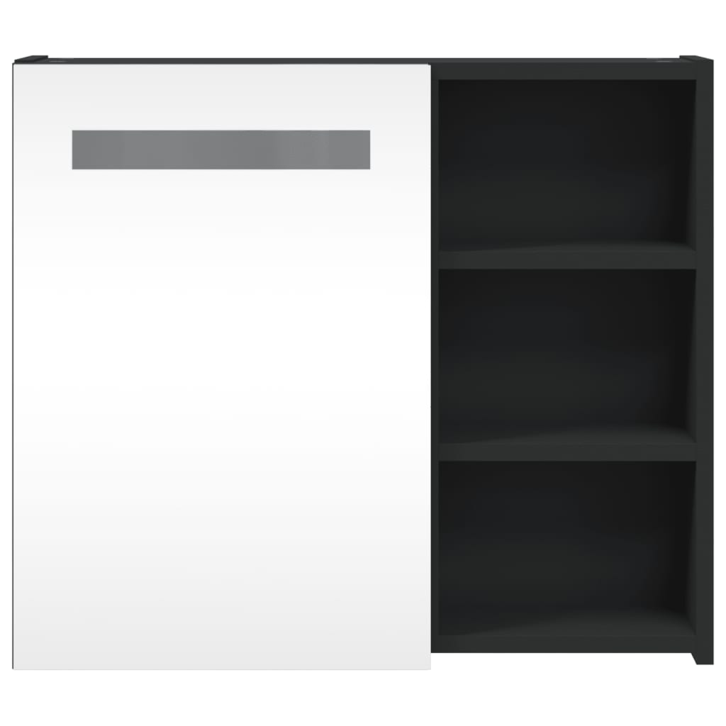 LED Lighted Mirror Cabinet Black 60 X 13 X 52 Cm