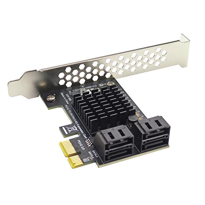PCI-E GEN3 to 4-Port SATA 3.0 Expansion Card 6G, IPFS Hard Drive Adapter with ASMedia ASM1064 Controller.