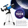 150x Astronomical Telescope 70mm Aperture Refractor Portable Travel Telescope With Phone Adapter Wireless Remote