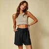 Pantaloncini Casual da Donna in Lino Confezione da 2 Coulisse Vita Elastica Orlo Spaccato Pantaloncini da Casa con Tasche Estate Vestibilità Rilassata