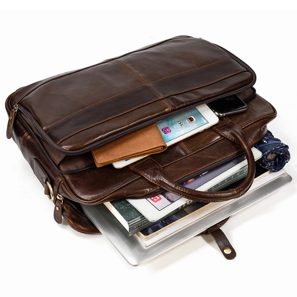 Soft Genuine Leather Briefcase Bag Men's Male business laptop bag 14 15.6 inch PC Computer Bag for men male shoulder bag