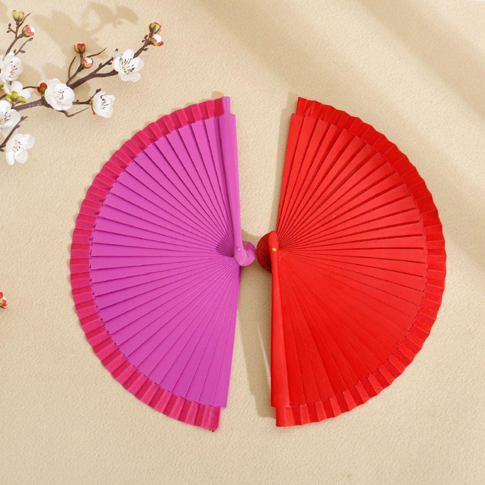 Classical Simple Spanish Plain Fan Solid Color Art Craft Pure Wood Folding Fan Handmade Decorative Props Fan Props