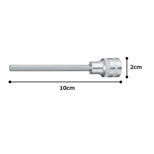 TONE Long Hexagonal Socket, 3H-05L, 9.5mm (3/8") Drive, 5mm Width