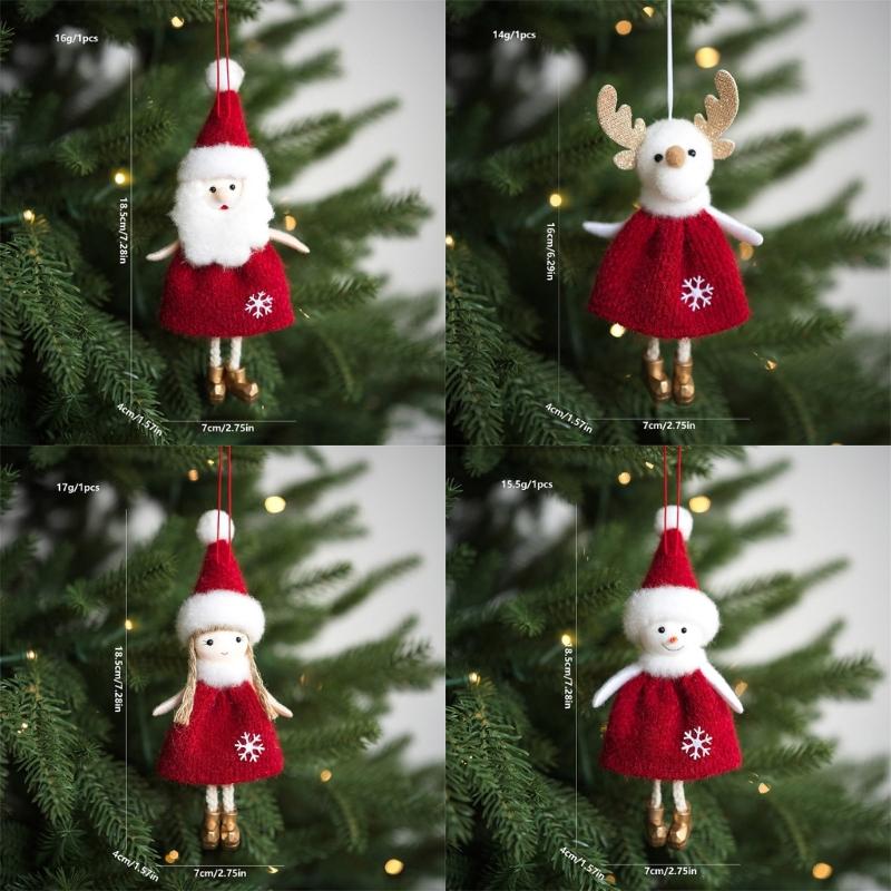 Set of 4 Christmas Tree Doll Figures with Soft Fabric Finish for Indoor Tree Display, Classroom Christmas Scenes, Party Tables and Home Rooms