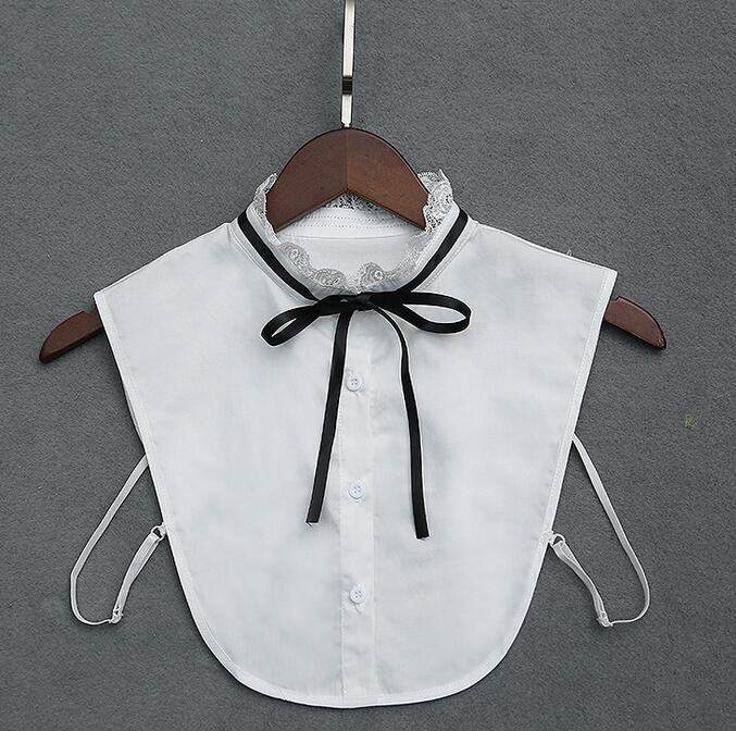Women's Fake Collar Shirt White Fake Collar Women Detachable Collars Embroidery Cotton False Collar Shirt Col Amovible Femme