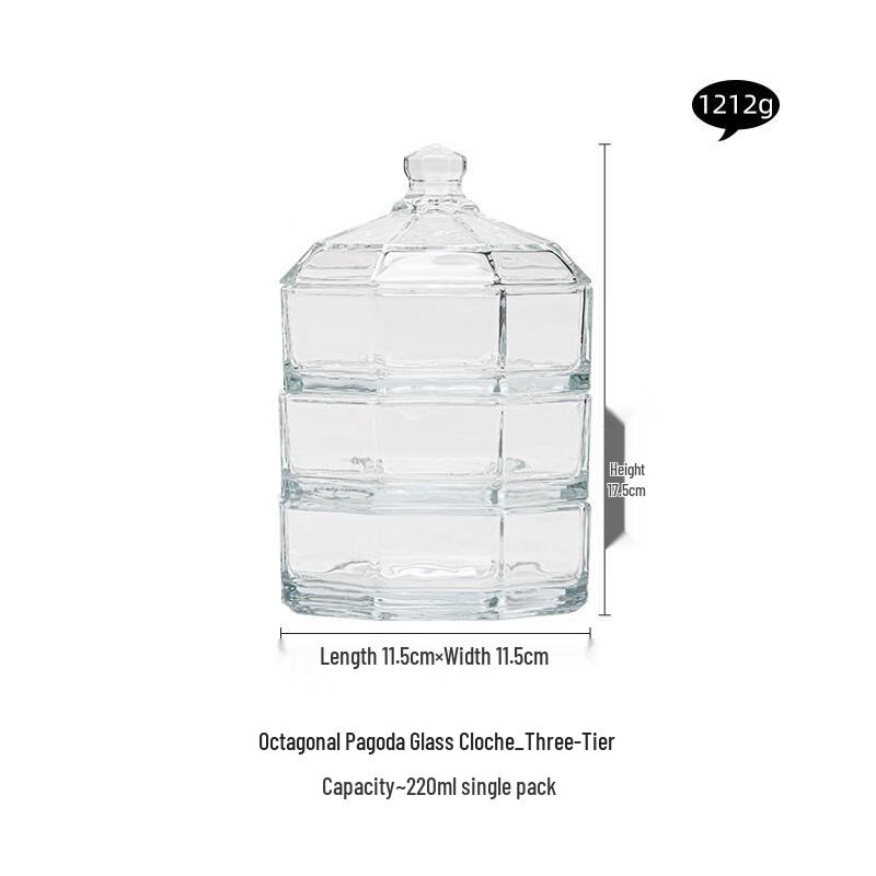 Changbaosen Stackable 3-Tier Glass Fruit Cake Dessert Tray with Lid