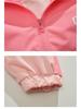 Girls' Spring and Autumn Color Block Windbreaker: Children's Fashionable Hooded Jacket