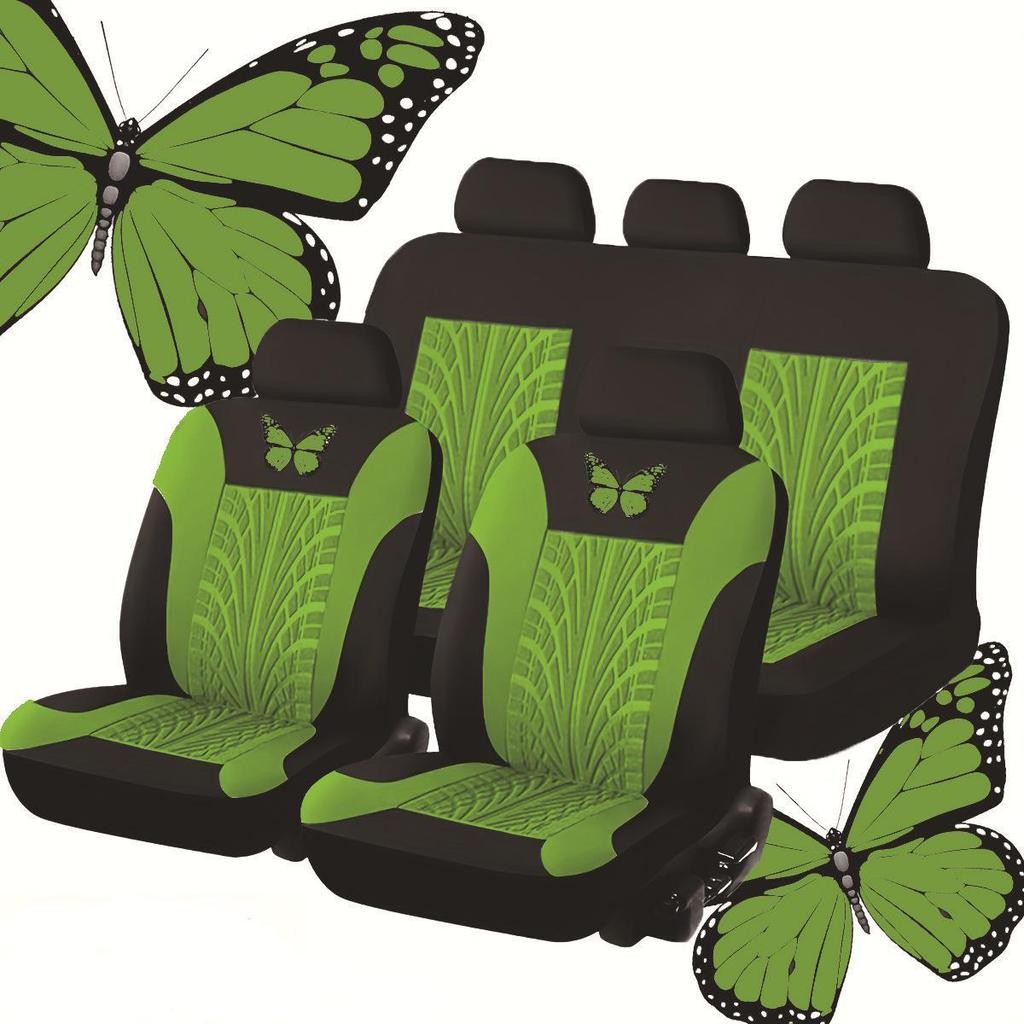 Butterfly Heat Transfer Car Seat Cover - 5 Seats Full Set, 9 Pieces. Middle East, Europe, America.