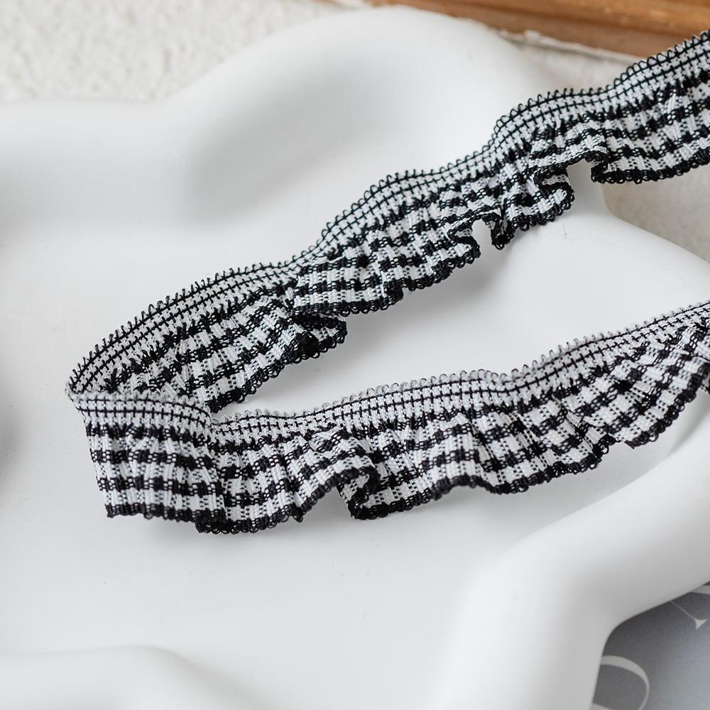 5 Meter Elastisches Spitzenband für Bastelarbeiten Karomuster Nähborte Kleid DIY Bastelbedarf Bekleidung Nähzubehör Handarbeit Dekor