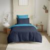 Complete Pack 4 Pieces Navy/Turquoise Reversible Duvet Cover for Bed 90 X 190 Cm
