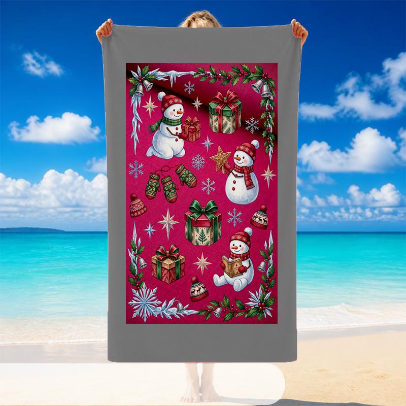Christmas Printed Beach Towel Soft Quick Dry For Indoor Outdoor Home Use Holiday Gift