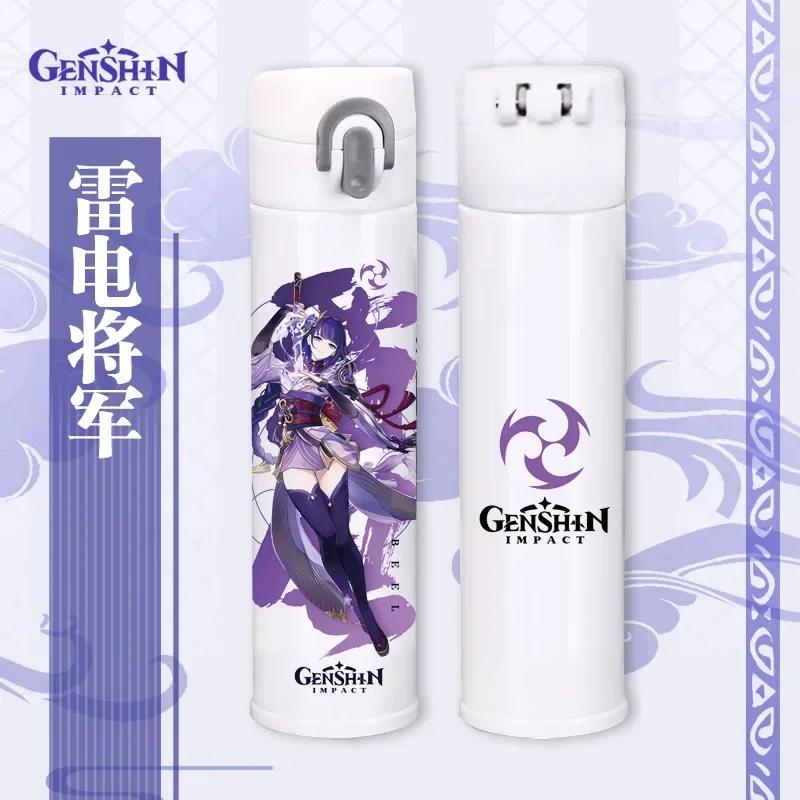 Genshin Thermos Cup Bottles Zhongli Beelzebul Genshin Impact Insulated Bottles Anime Coffee Water Cup Mug Vacuum Thermos Flask