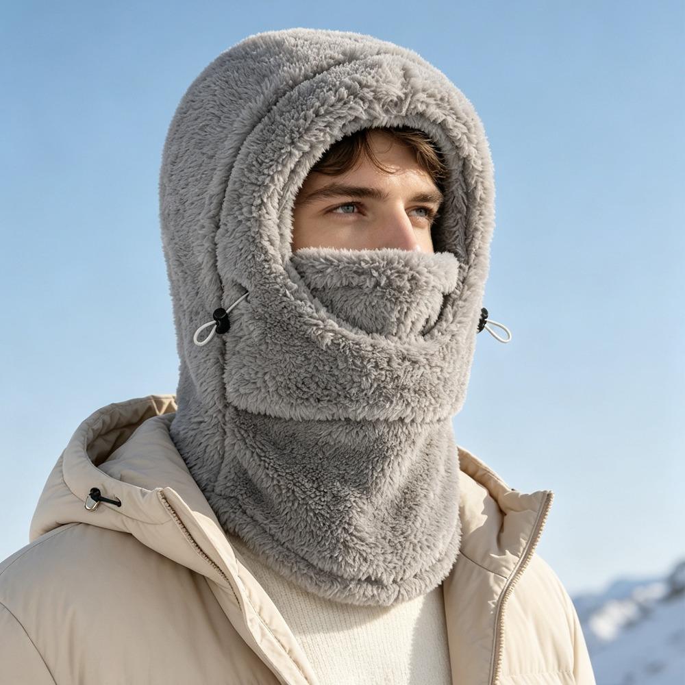Solid Color Full Face Mask Hat Windproof Winter Hood Hat Cute Ear Protection Cap  Men Women