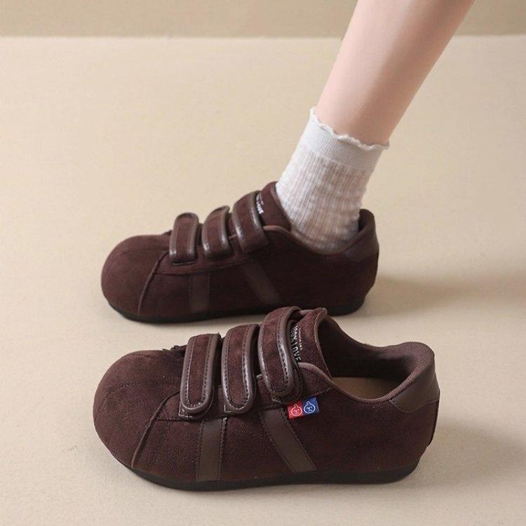 Suede Velcro big head German training shoes women's 2025 autumn new height-increasing casual board shoes versatile and thin single shoes