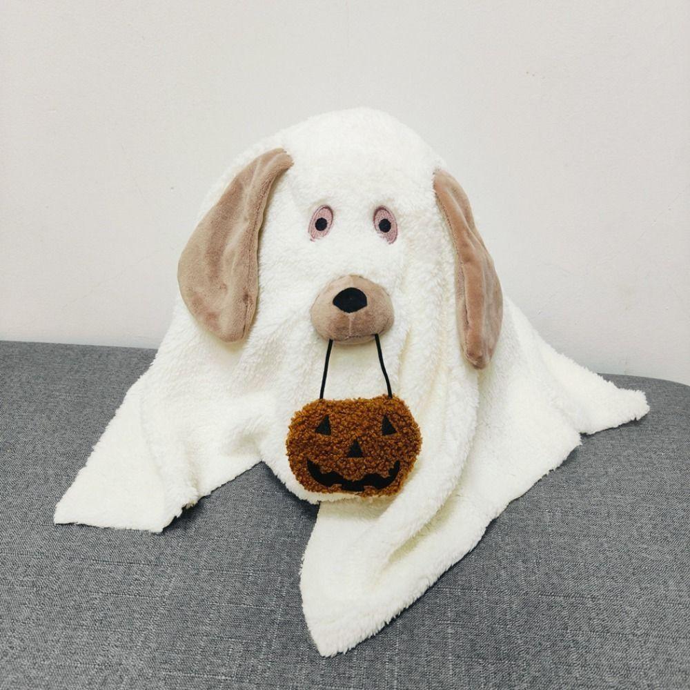 White Ghost Dog Pillow Cute Bat Throw Pillow Comfortable Halloween Plush Toy  Bedroom