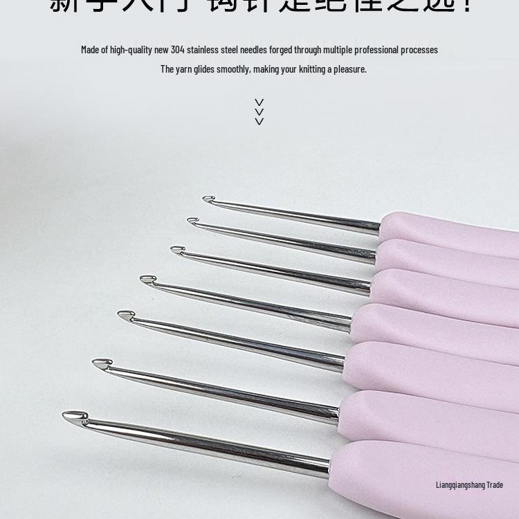Soft Grip Resin Crochet Hook with Hand-Polished Stainless Steel Needle for Doll and Wool Knitting