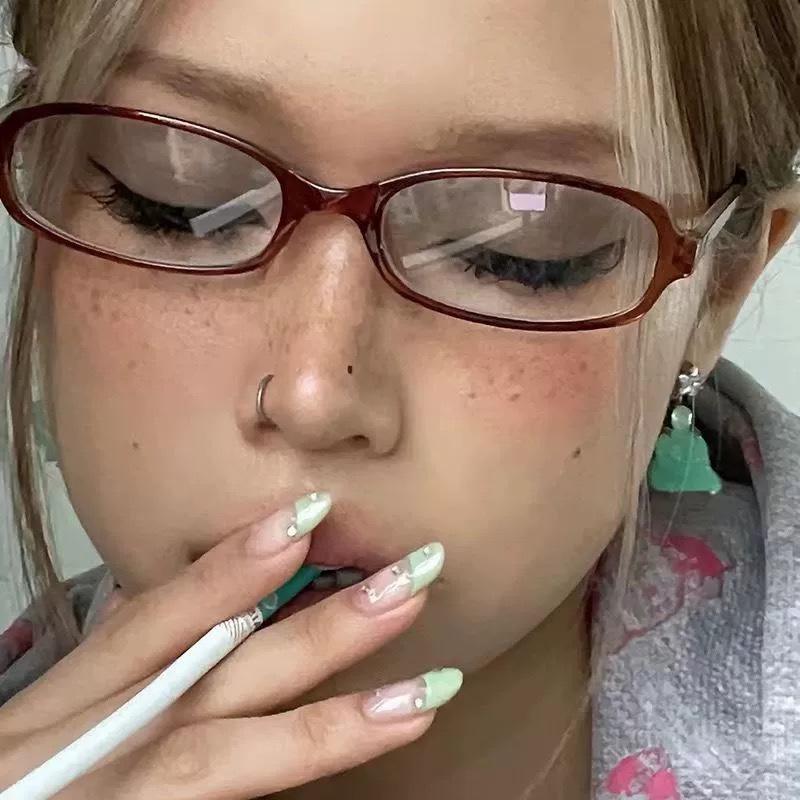 New Y2K Style Retro Blue Green Square Small Frame Glasses Frame Women's Anti Blue Light Glasses 2024 Fashion Eyeglasses Frame