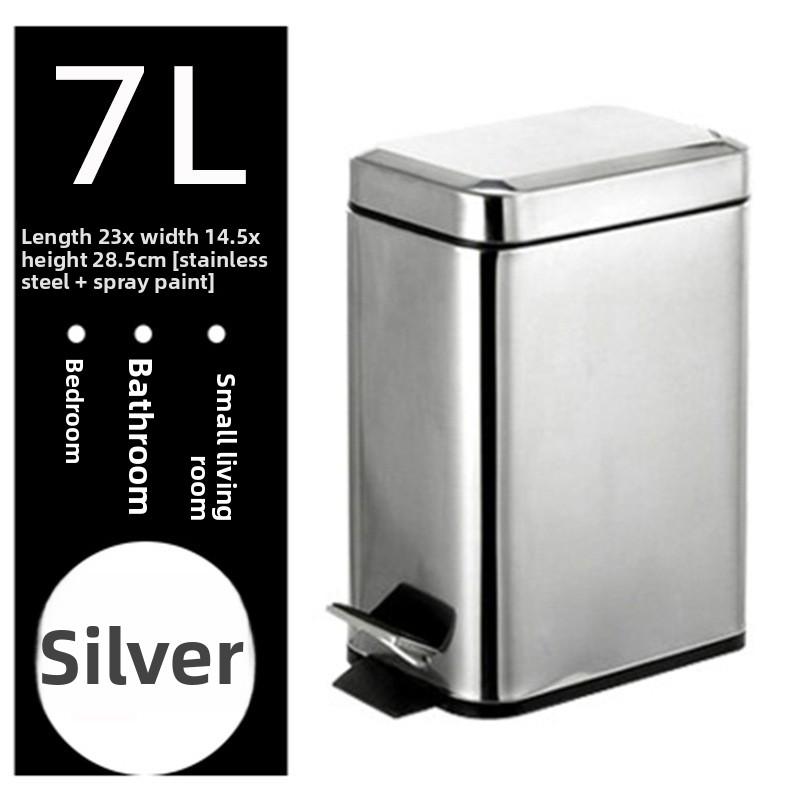 Stainless Steel Trash Can with Lid Narrow Gap Foot Pedal Bathroom Small Rectangle Step Bin
