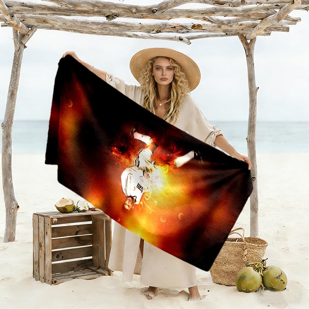 Football Player Celebration Gesture Beach Towel High Absorbency & Quick-Dry Comfortable Lightweight
