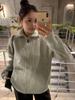 Women's Plus Size Elegant Double Zipper Stand Collar Sweater - Casual Winter Fashion Korean Style Outerwear