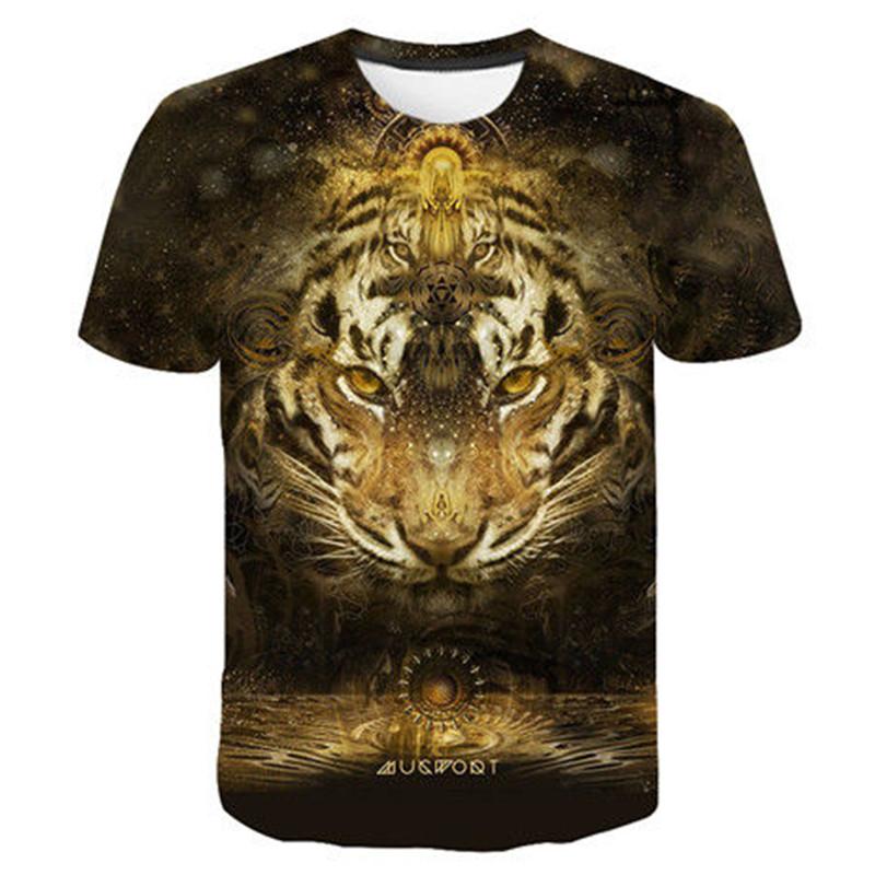 Neuer Sommer Freizeit Modetrend Tigerbild Herren T-Shirts Lässiger Druck Persönlichkeit Tees Rundhals Kurzarm Lustige Oberteile